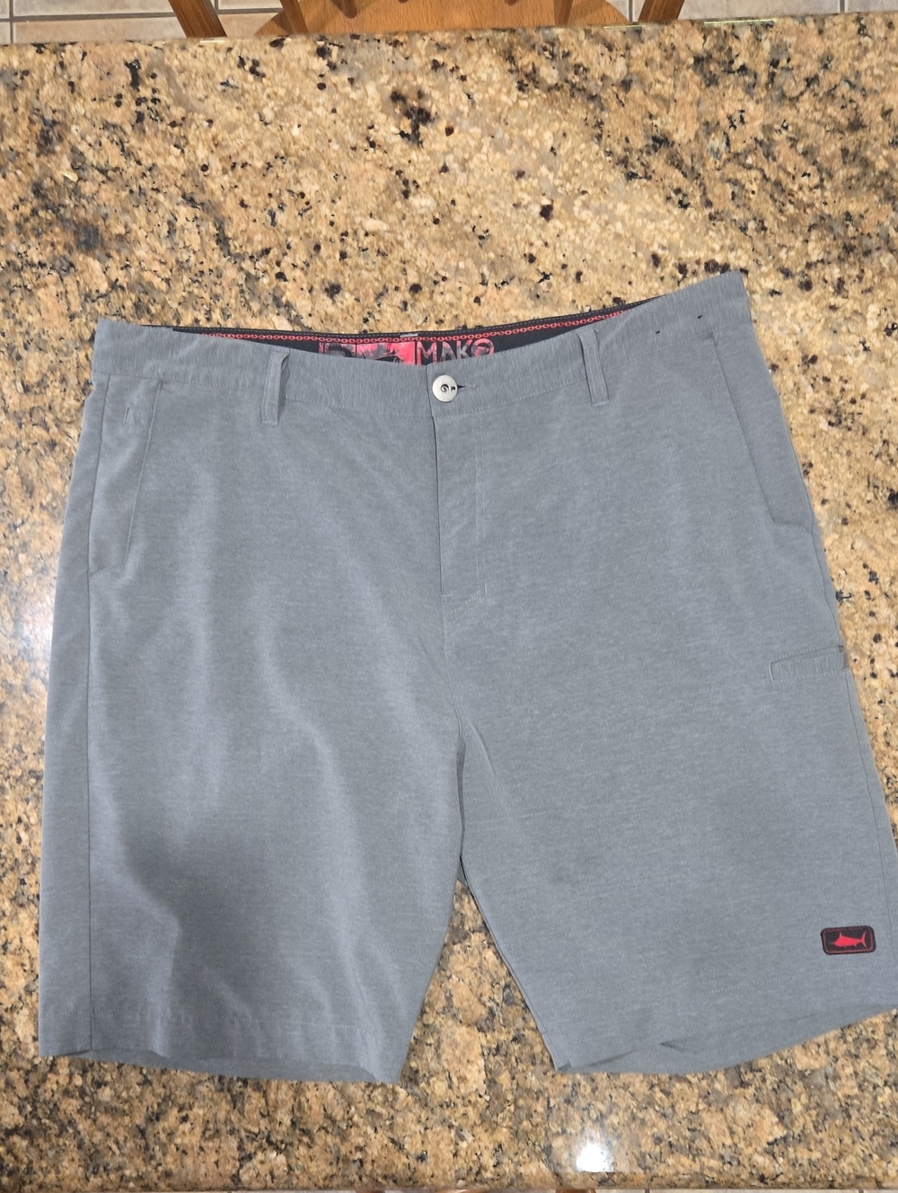 Pelagic Gray Flat Front Shorts with Relaxed Fit